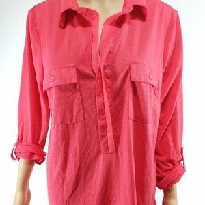 Bongo Plus NWT Juniors 1X Red 3/4 Sleeve Blouse